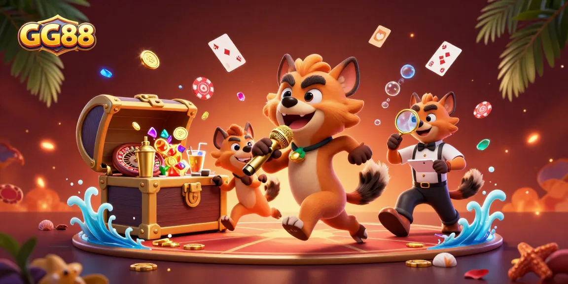 Experience excitement at GG88's vibrant casino scene with animated hyenas in action.