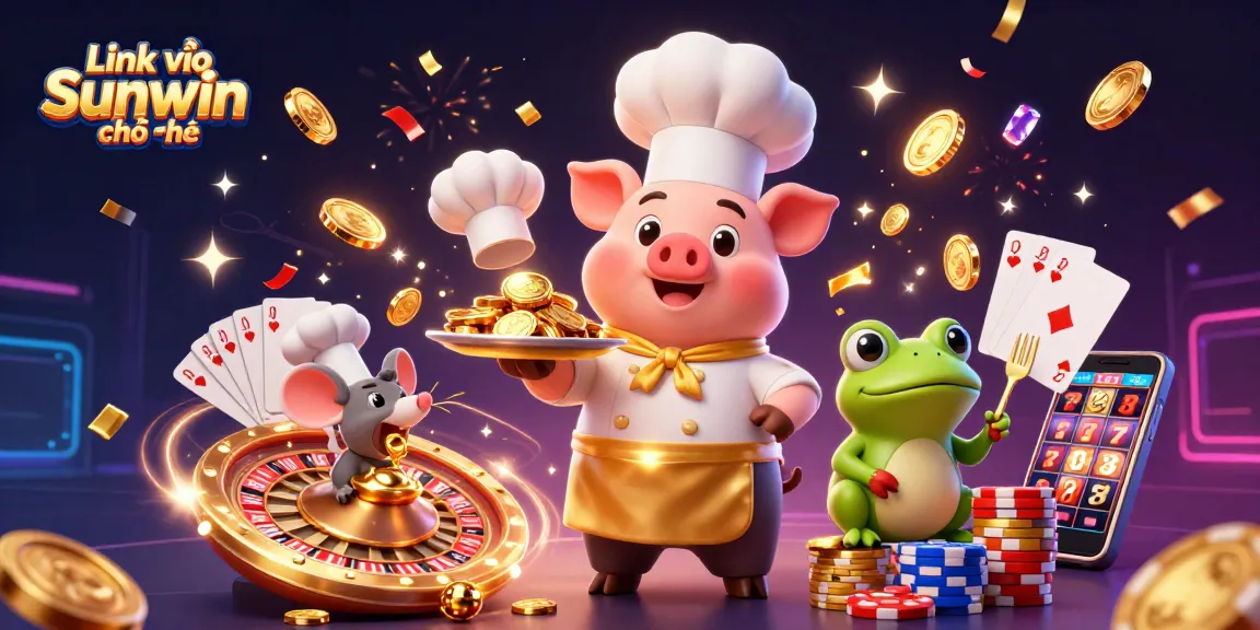Experience big wins with Link vào Sunwin chính thức in vibrant casino illustration featuring charming characters and stunning effects.