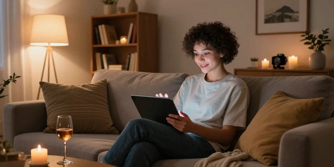 Engaging in nsfw ai chat with virtual companion in cozy room atmosphere.
