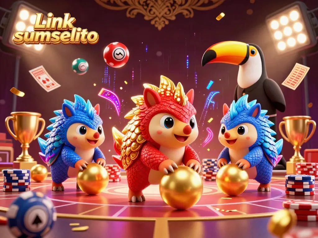 Engage with Link sumseltoto while rival pangolins playfully compete in a vibrant lottery scene filled with golden scales and energetic elements.