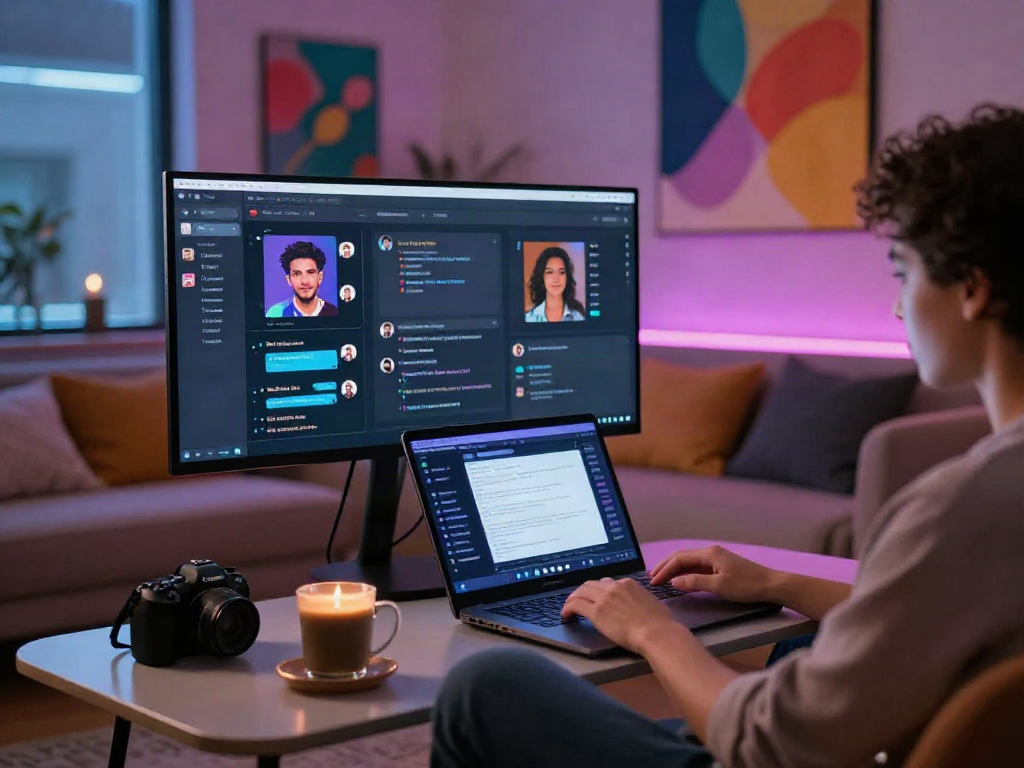 Engaging ai porn chat experience in a modern digital space with AI-generated avatars.