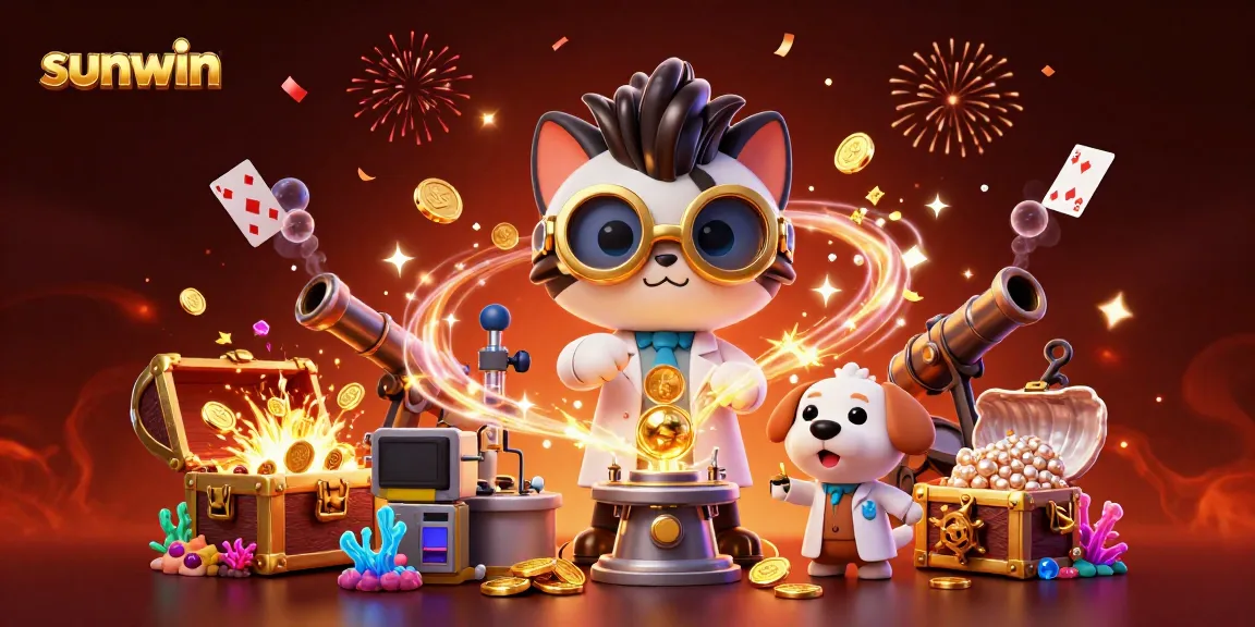 Join the fun at sunwin with this vibrant 3D casino scene packed with gold coins and playful characters!